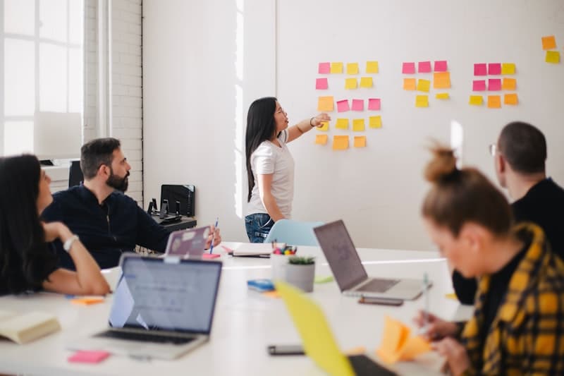 Cleaning company owner reviewing client retention data